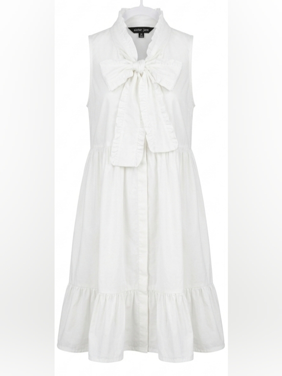 Sister Jane Dresses & Skirts - Sister Jane White Bow Neck Ruffle Dress Feminine Cottagecore Graduation Boho